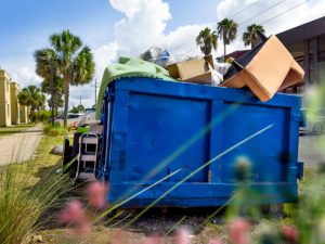 A residential garbage dump area beside the street